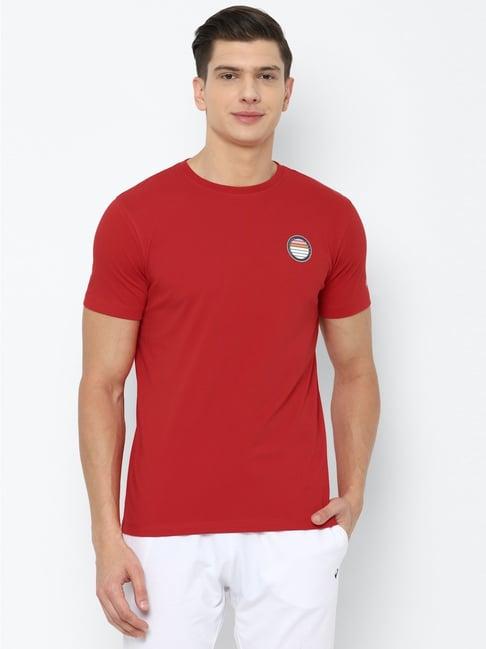 allen solly red  slim fit printed t-shirts