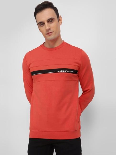 allen solly red cotton regular fit colour block sweatshirt