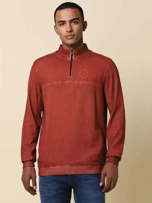 allen solly red regular fit texture sweatshirt