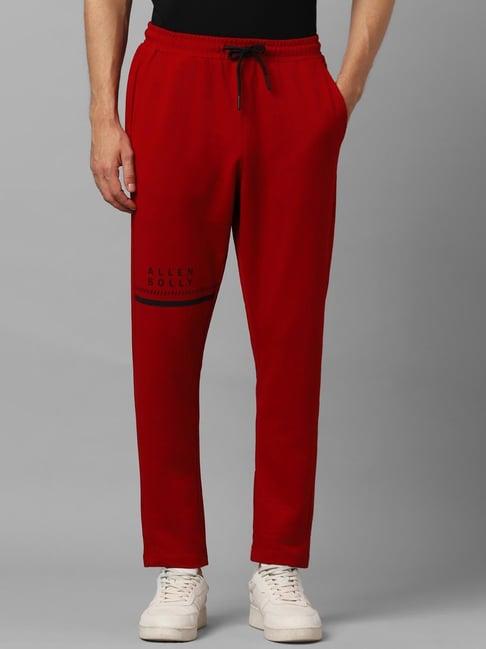 allen solly red regular fit trackpants