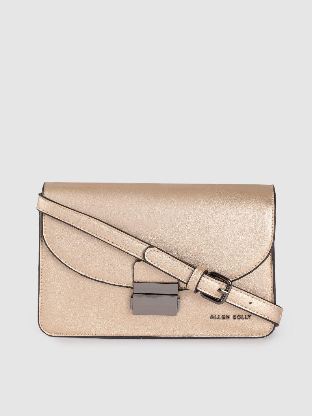 allen solly rose gold pu structured sling bag