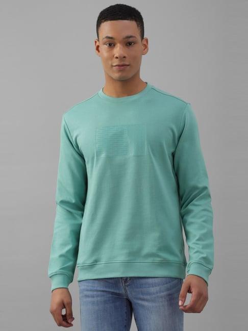 allen solly sea green cotton regular fit printed sweatshirt