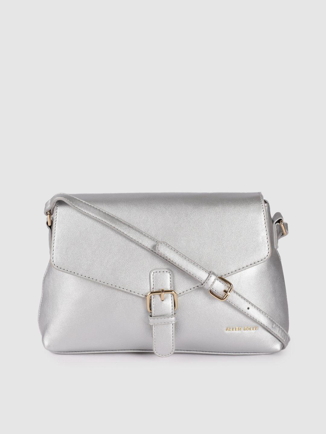 allen solly silver-toned solid structured sling bag