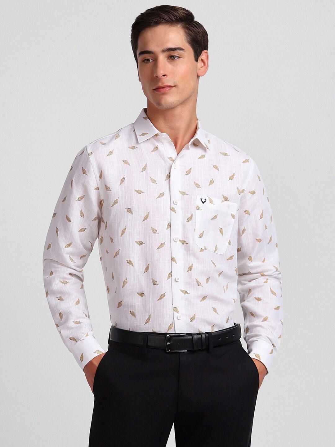allen solly slim fit conversational printed cotton linen casual shirt