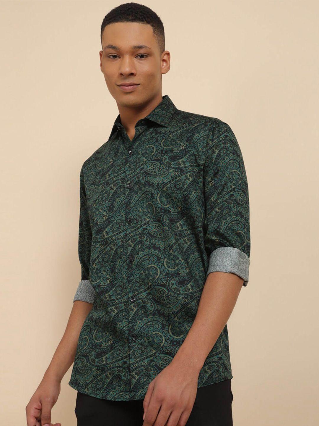 allen solly slim fit ethnic motifs printed pure cotton casual shirt