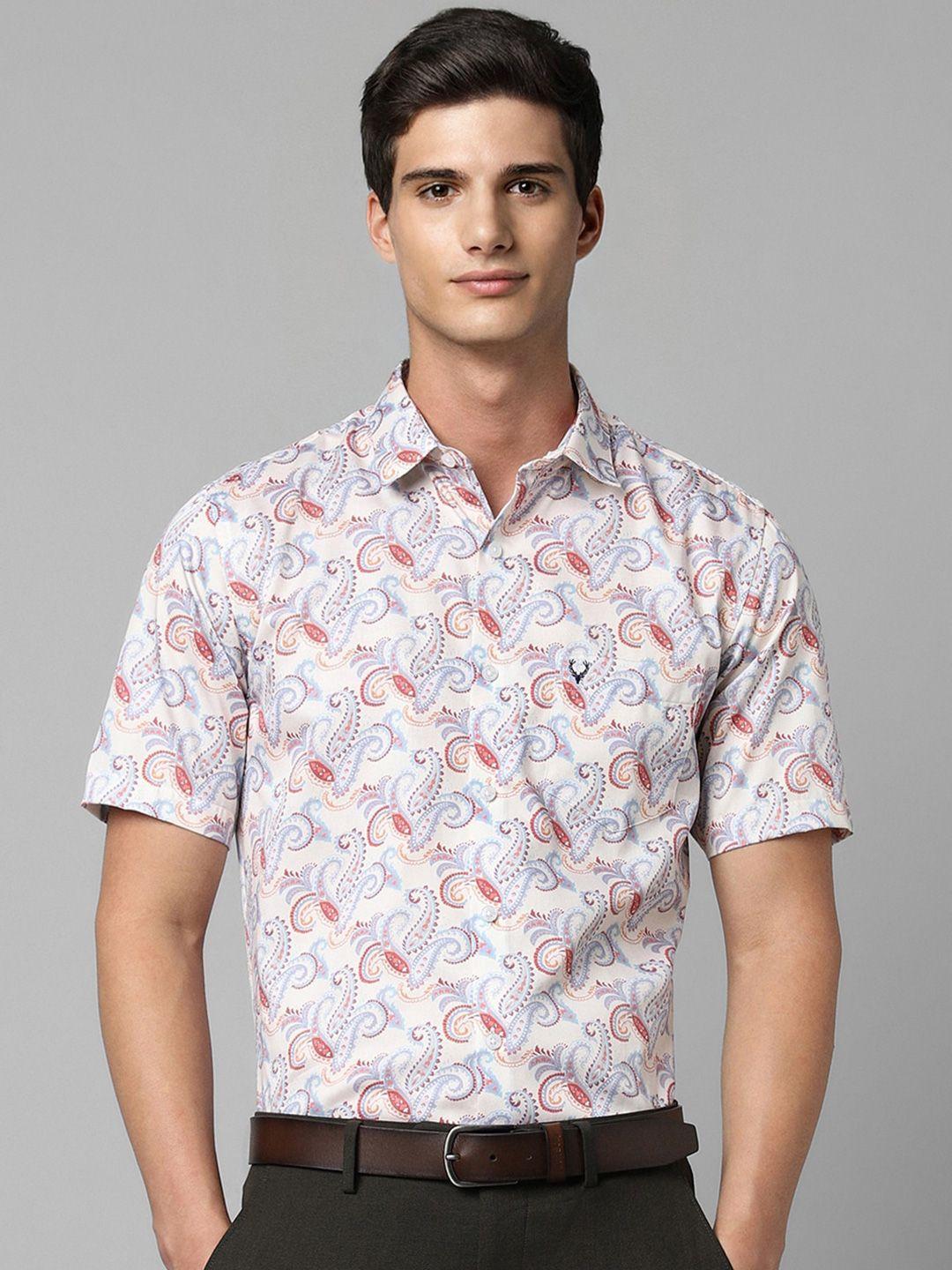 allen solly slim fit ethnic motifs printed pure cotton formal shirt