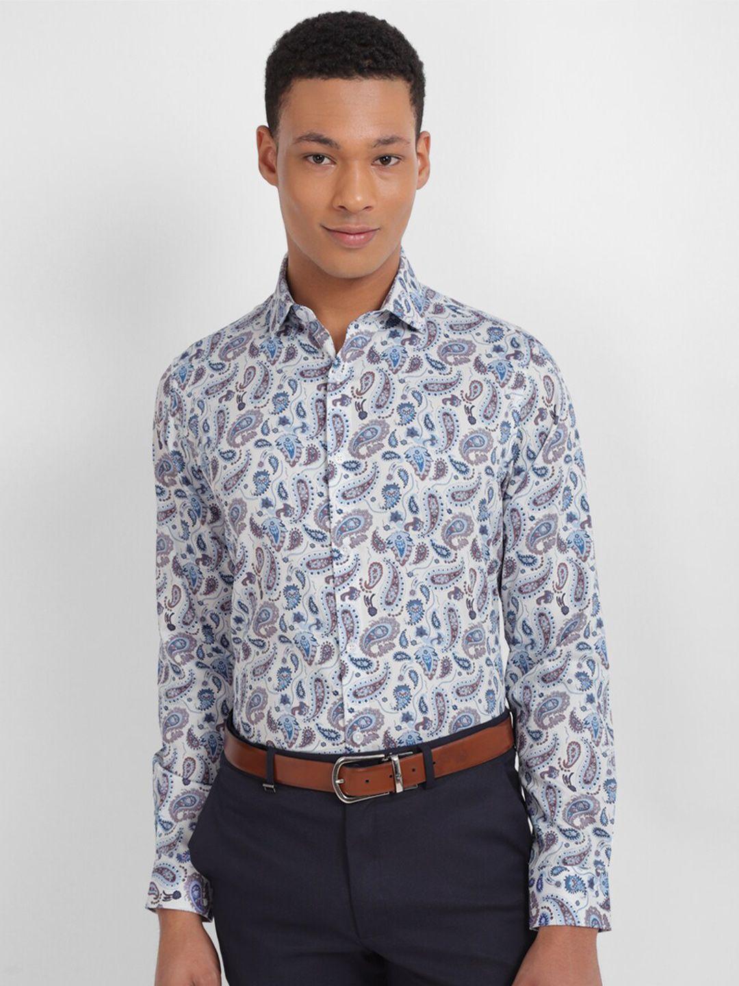 allen solly slim fit ethnic motifs printed pure cotton formal shirt