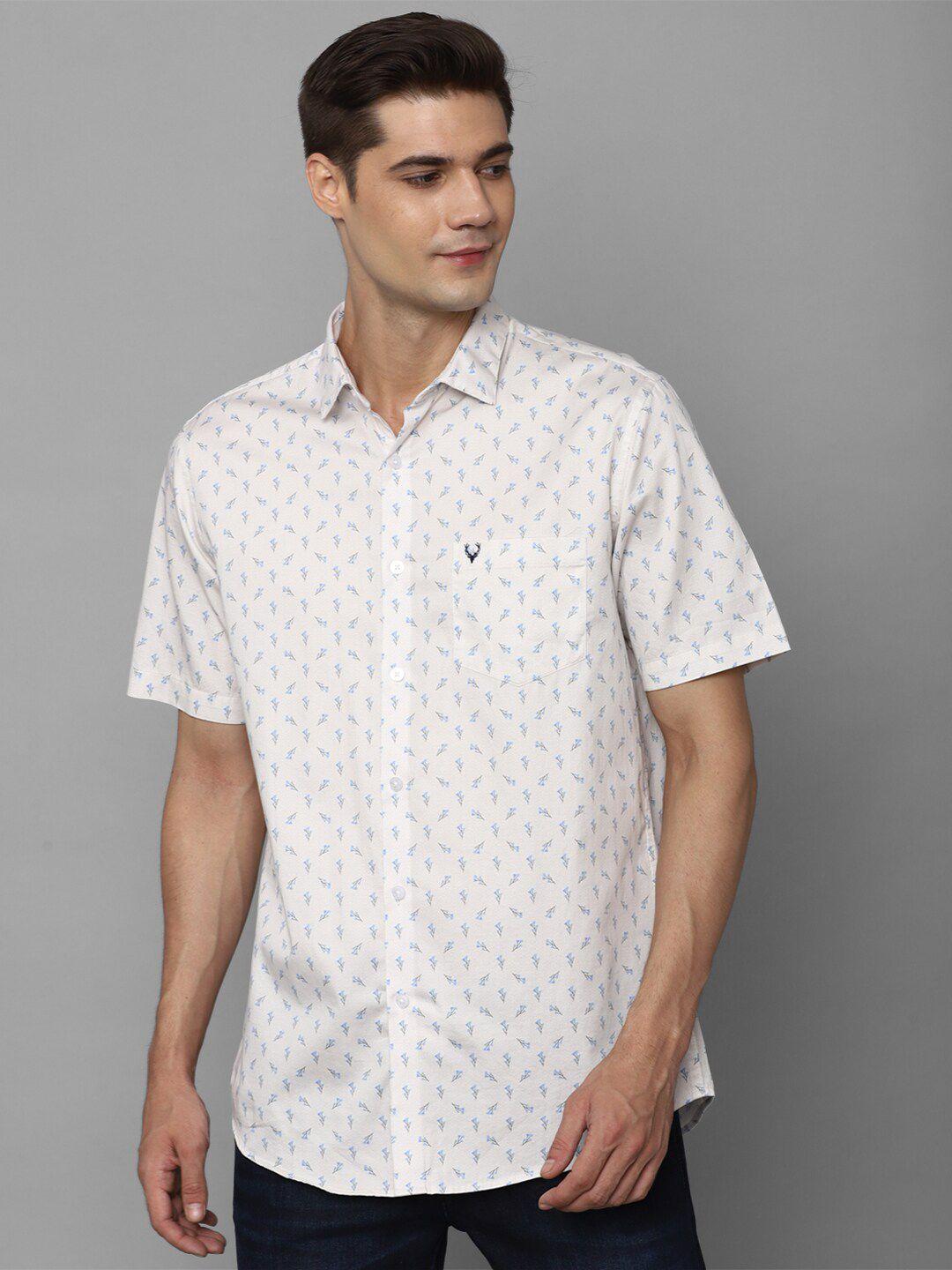 allen solly slim fit floral printed casual pure cotton shirt