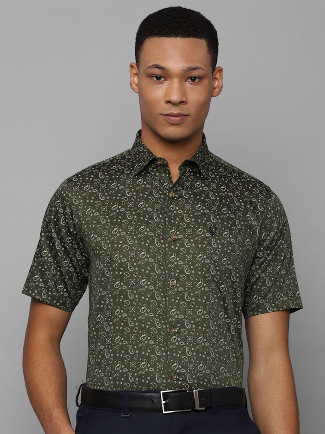 allen solly slim fit floral printed formal pure cotton shirt