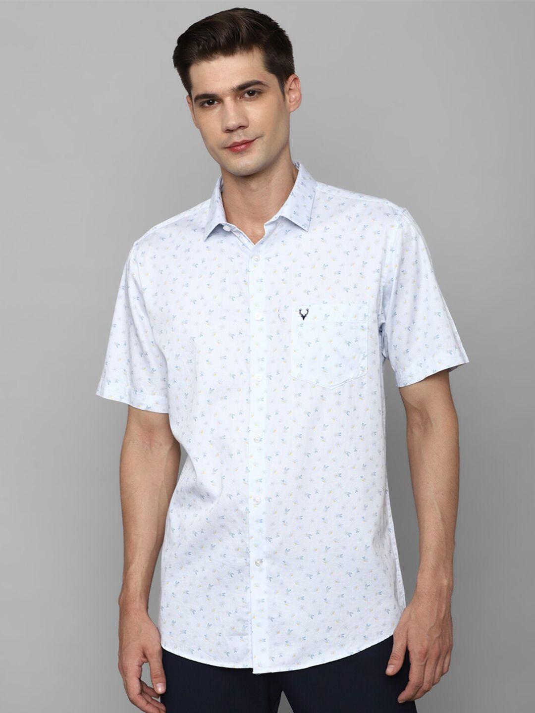 allen solly slim fit floral printed pure cotton casual shirt