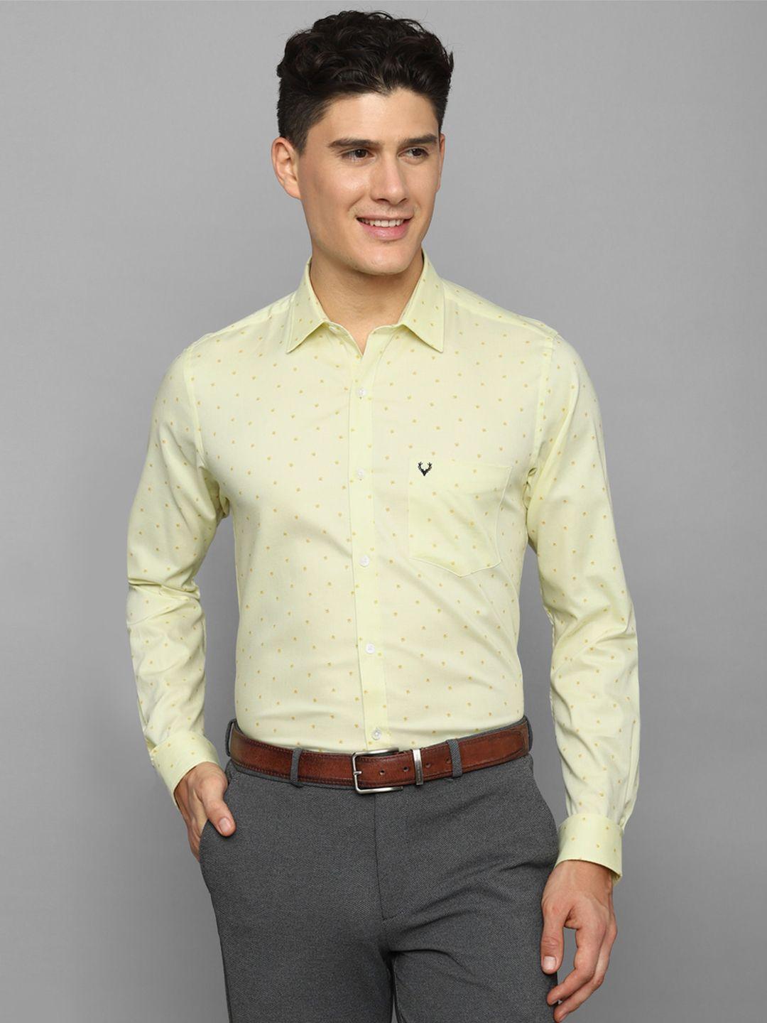 allen solly slim fit floral printed pure cotton formal shirt