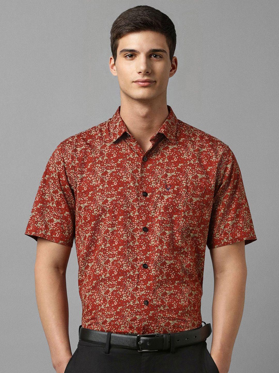 allen solly slim fit floral printed pure cotton formal shirt