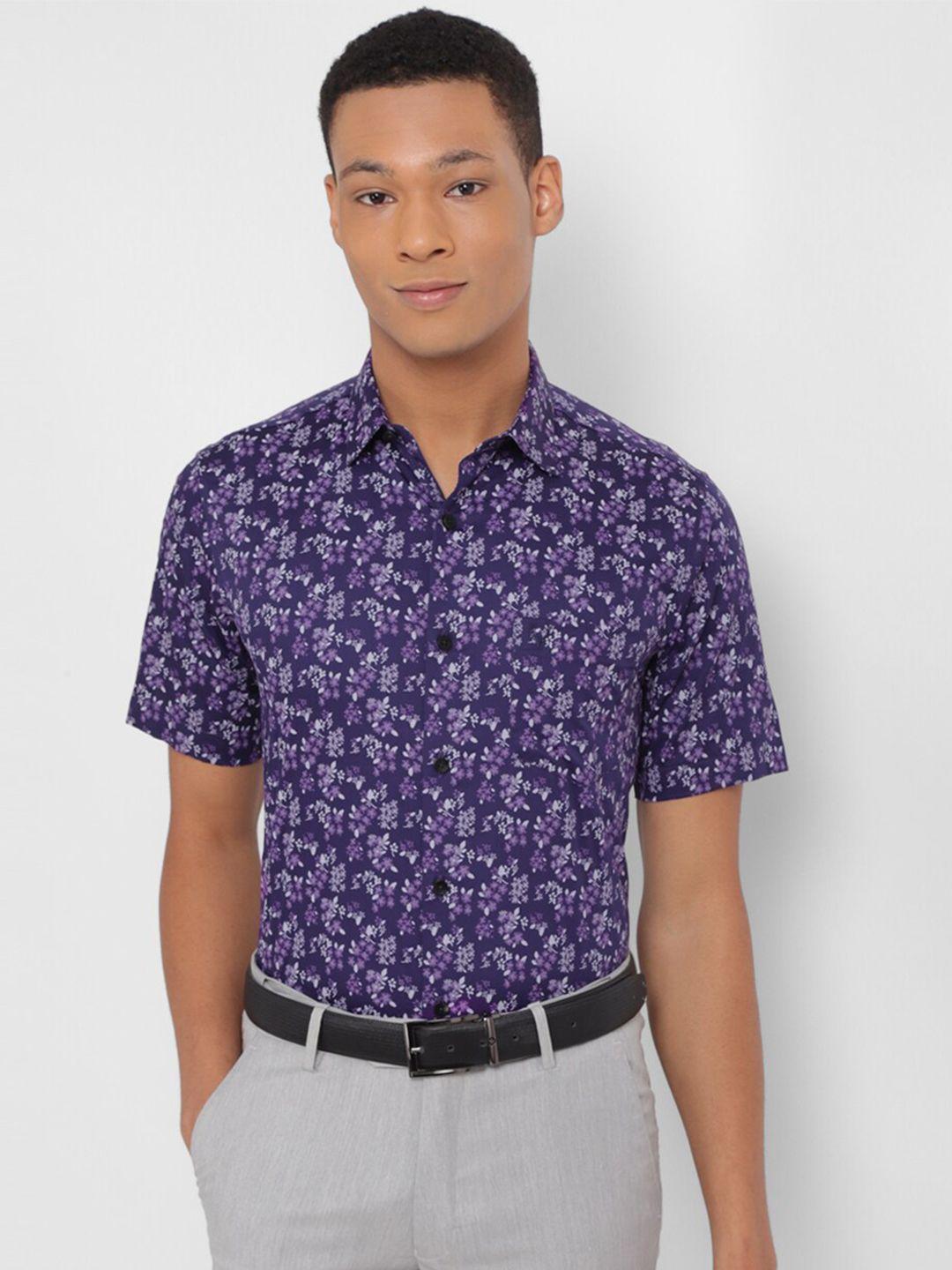 allen solly slim fit floral printed pure cotton formal shirt