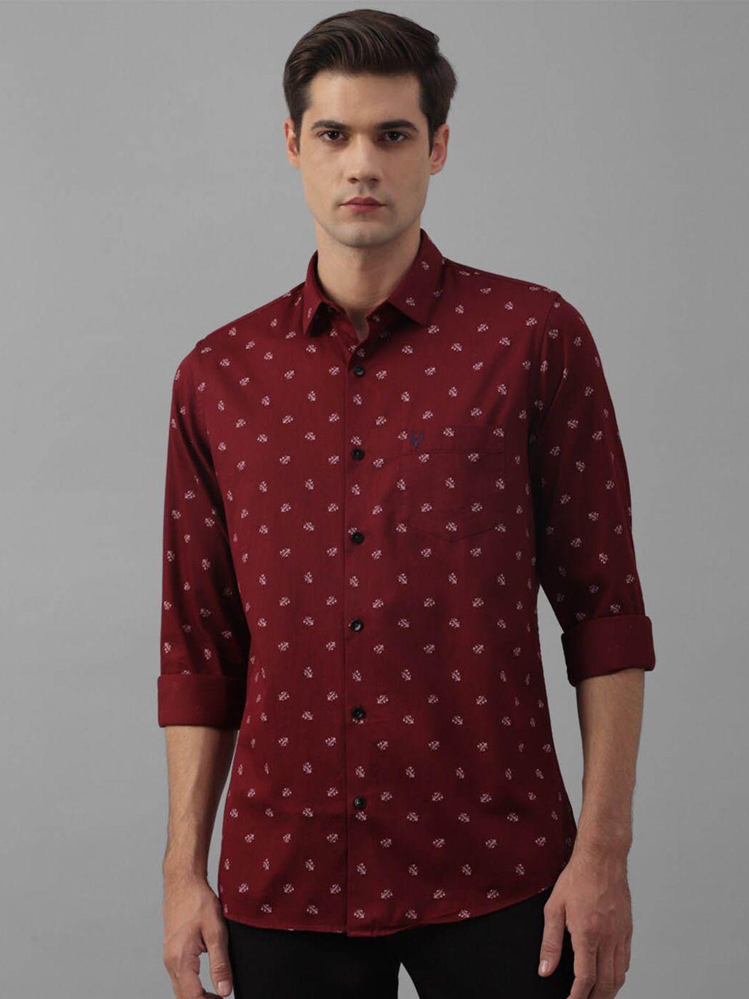 allen solly slim fit floral printed spread collar pure cotton casual shirt