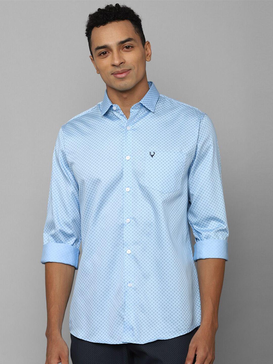 allen solly slim fit geometric printed pure cotton casual shirt