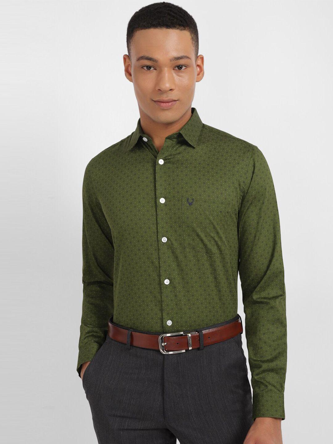 allen solly slim fit geometric printed pure cotton formal shirt