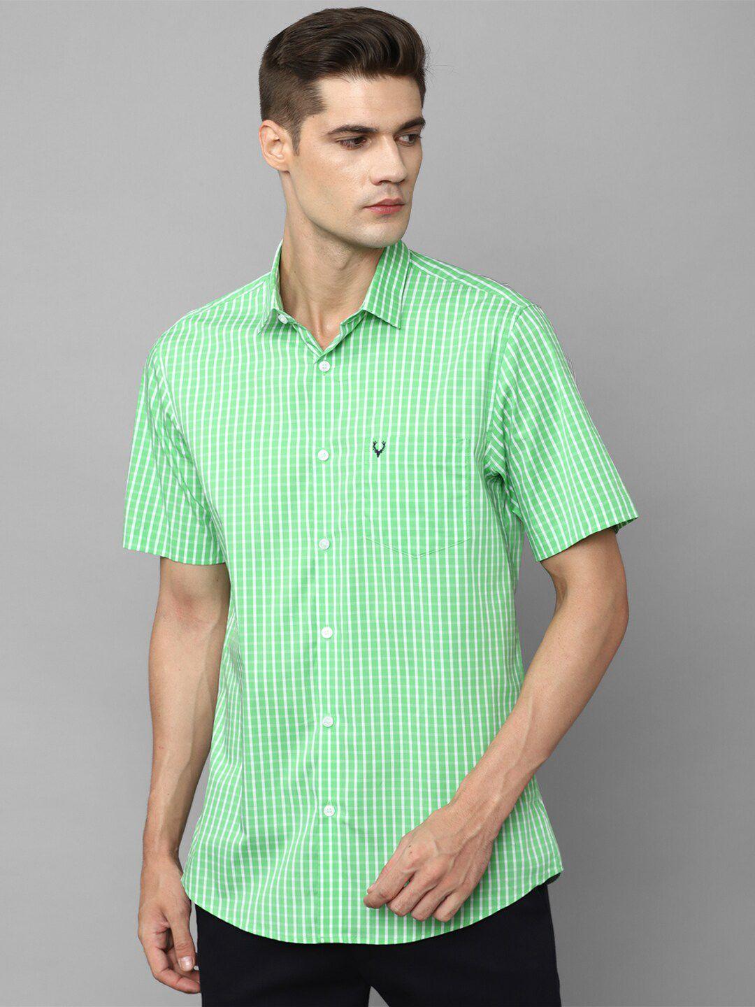 allen solly slim fit gingham checked casual cotton shirt