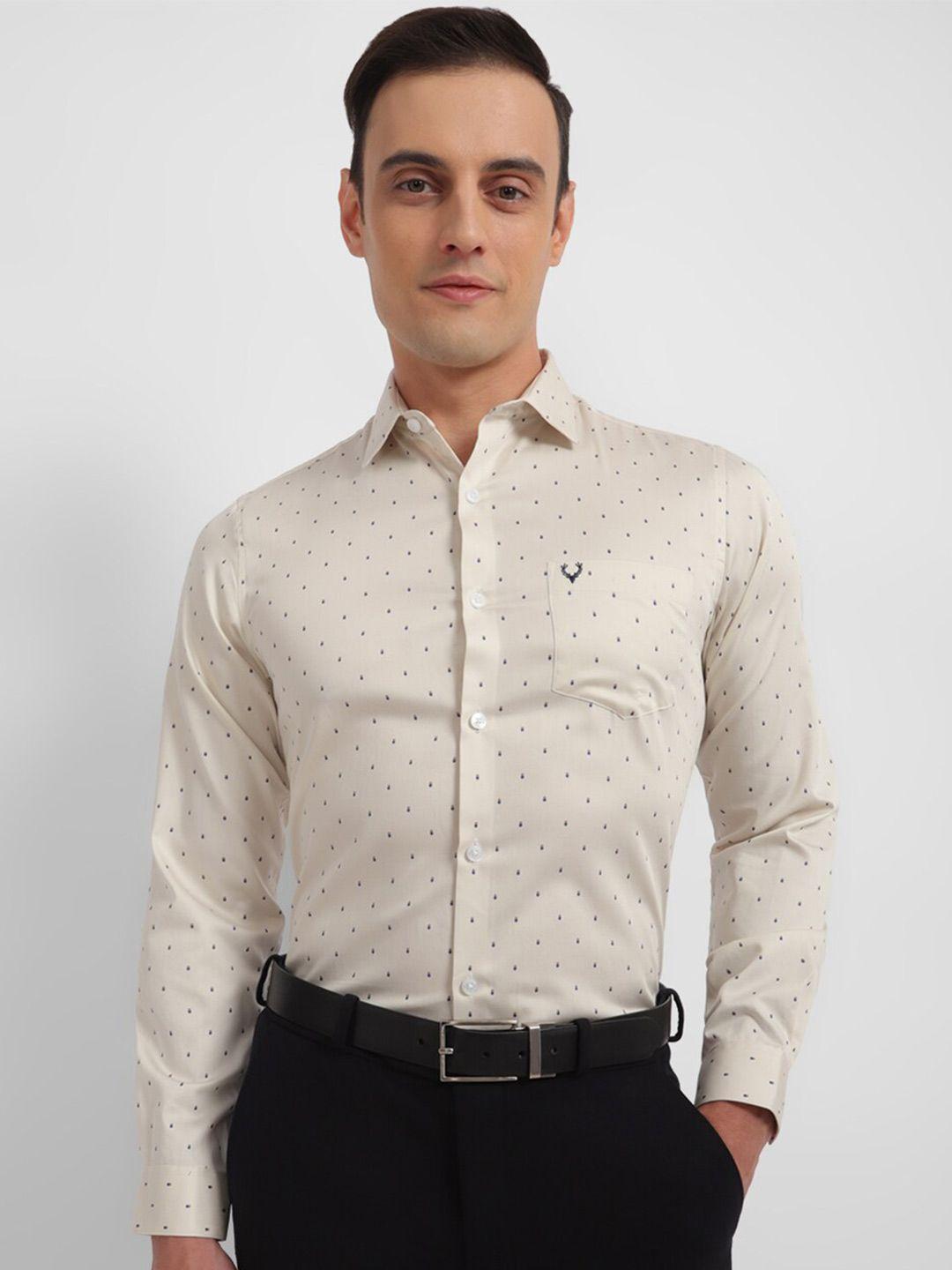 allen solly slim fit micro disty printed pure cotton formal shirt