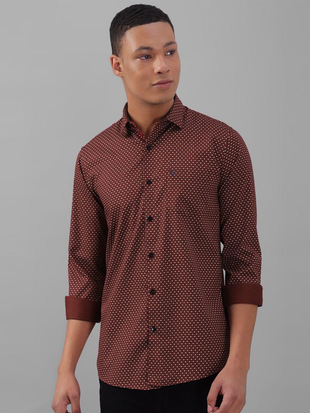 allen solly slim fit micro ditsy printed pure cotton casual shirt