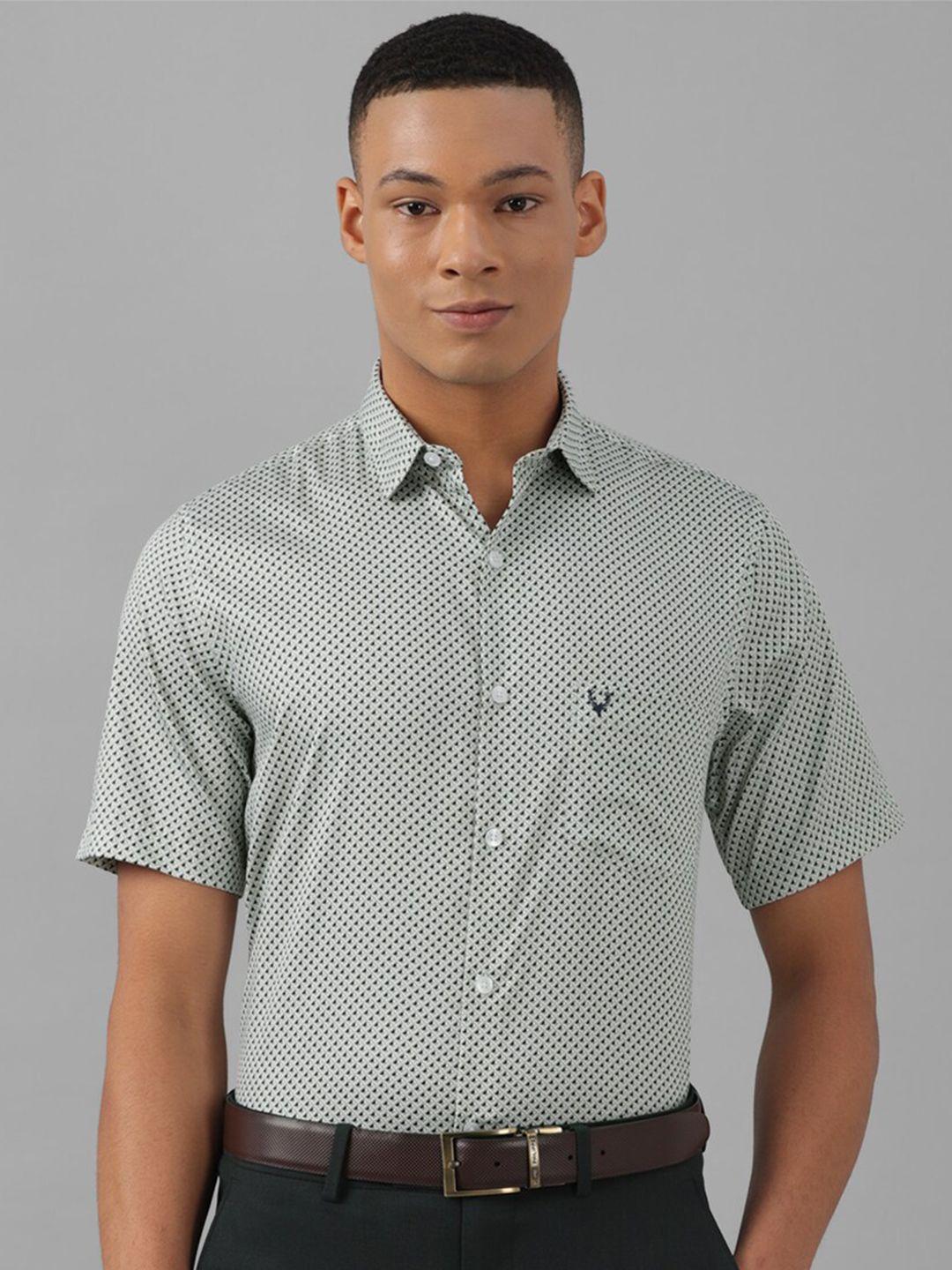 allen solly slim fit opaque geometric printed pure cotton formal shirt