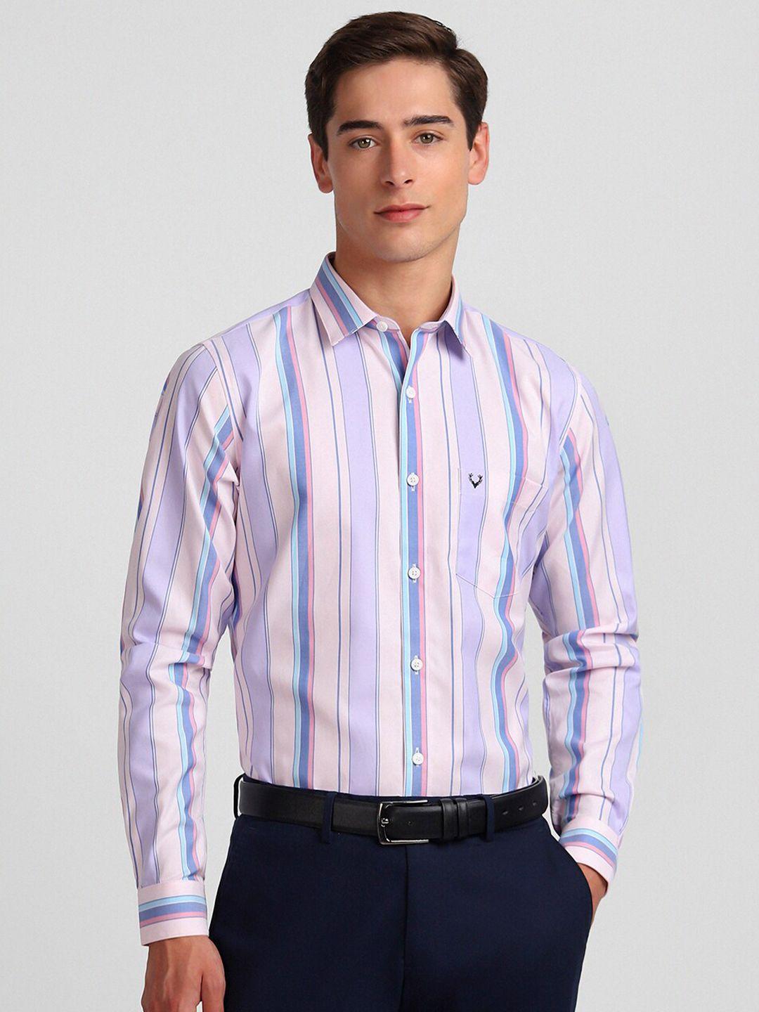 allen solly slim fit opaque striped pure cotton casual shirt