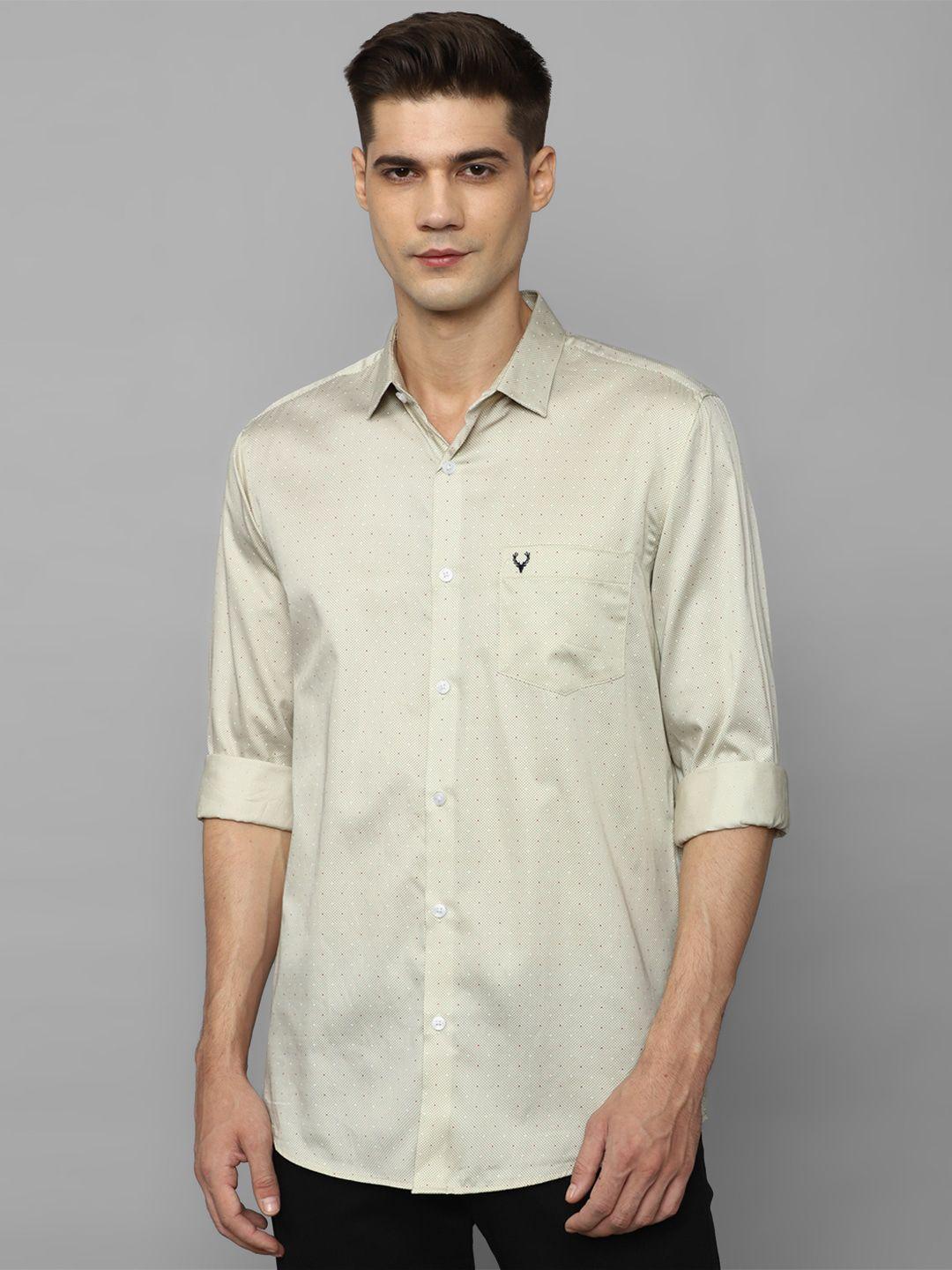 allen solly slim fit polka dot printed pure cotton casual shirt