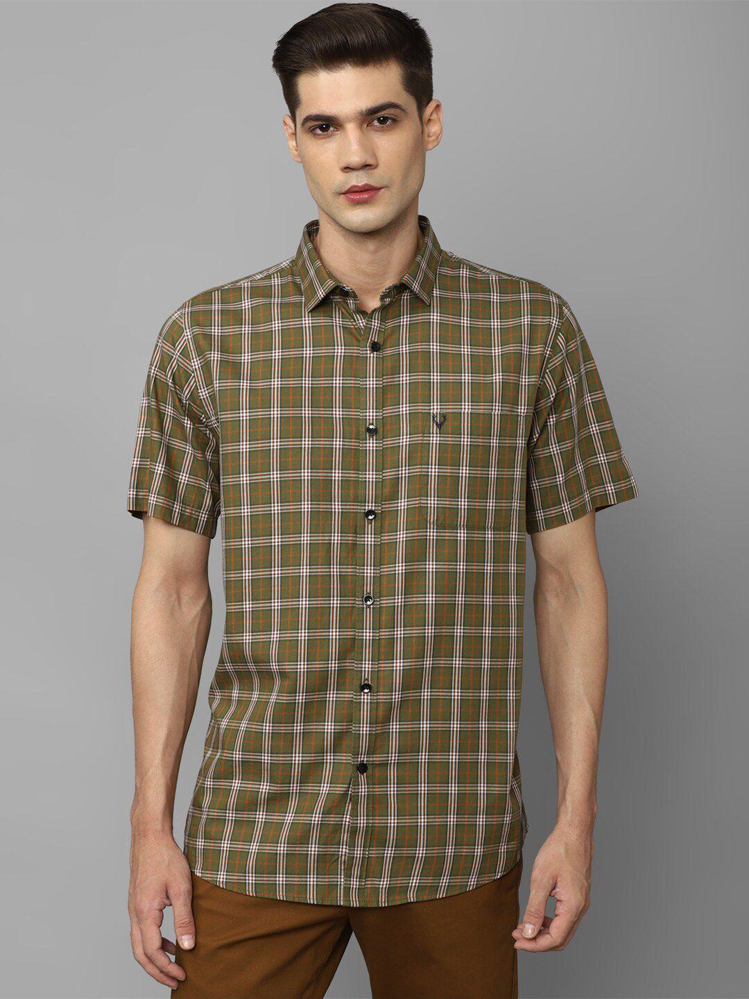 allen solly slim fit tartan checked pure cotton casual shirt