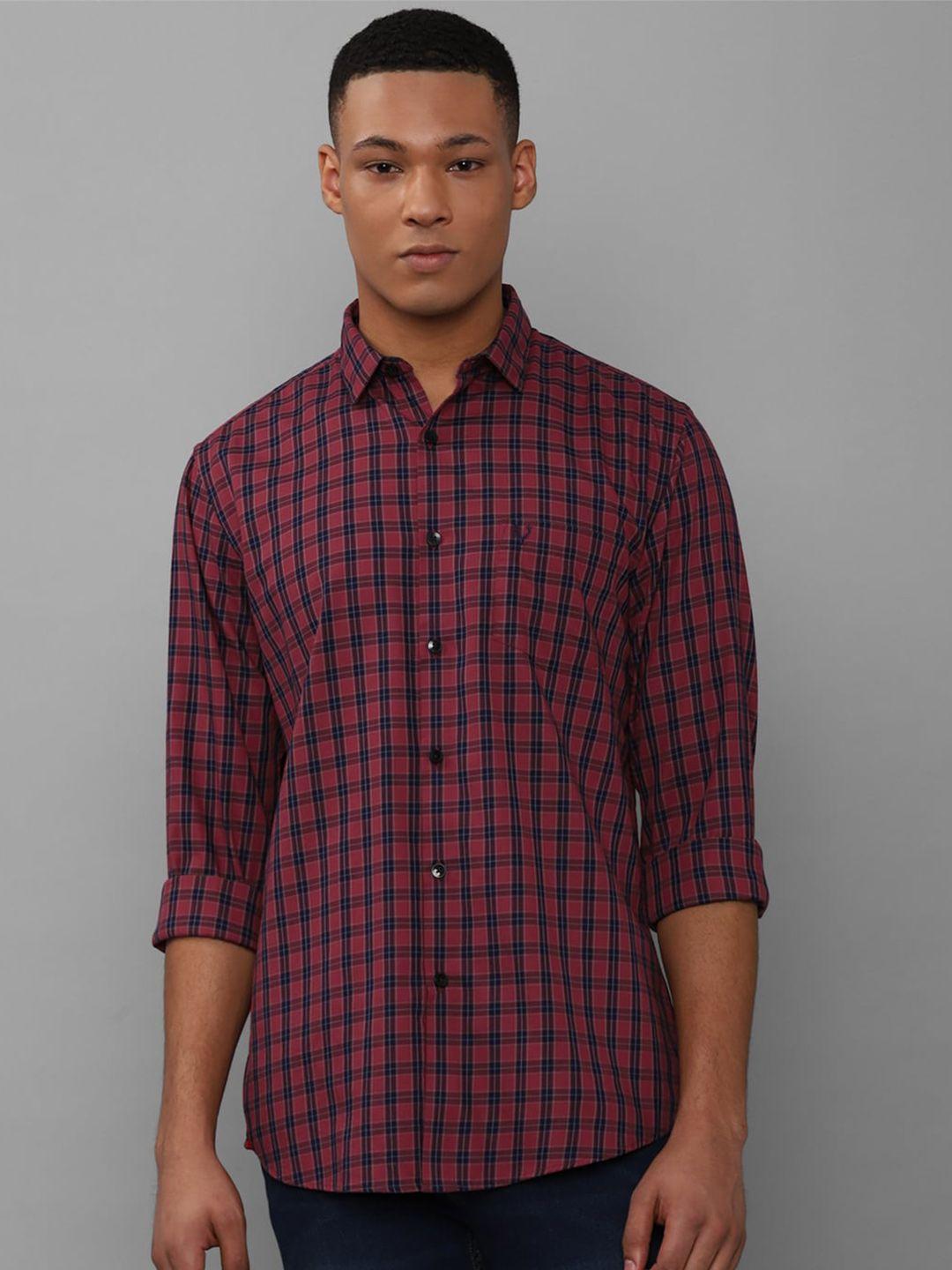 allen solly slim fit tartan checked pure cotton casual shirt
