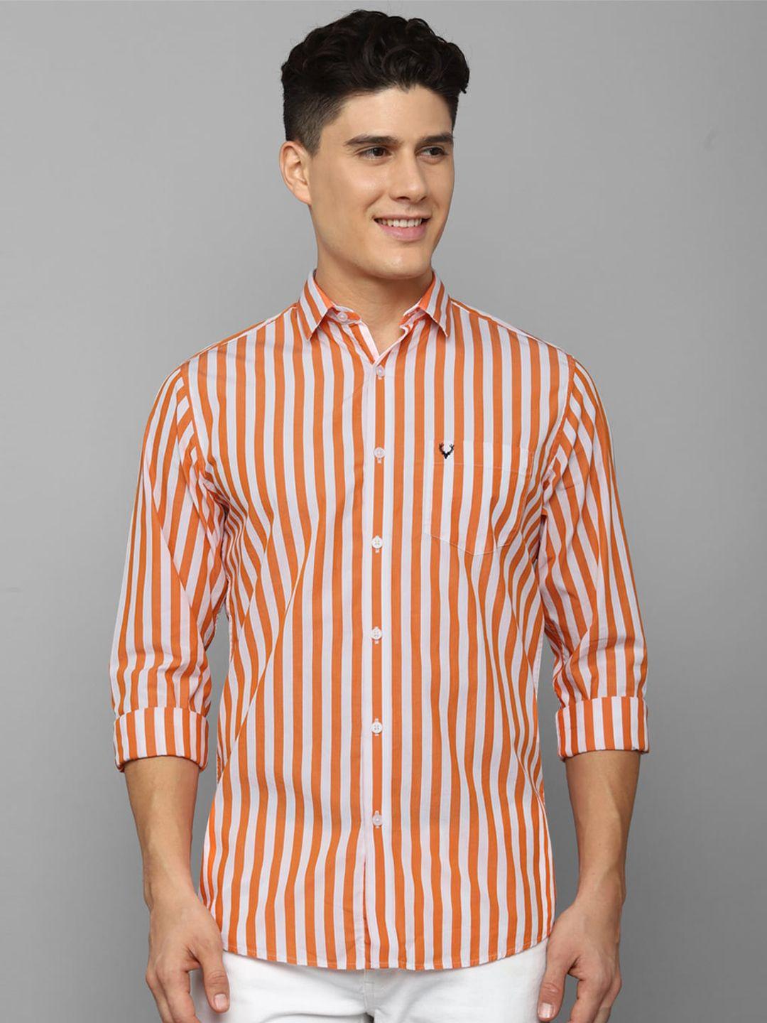allen solly slim fit vertical stripes striped pure cotton casual shirt