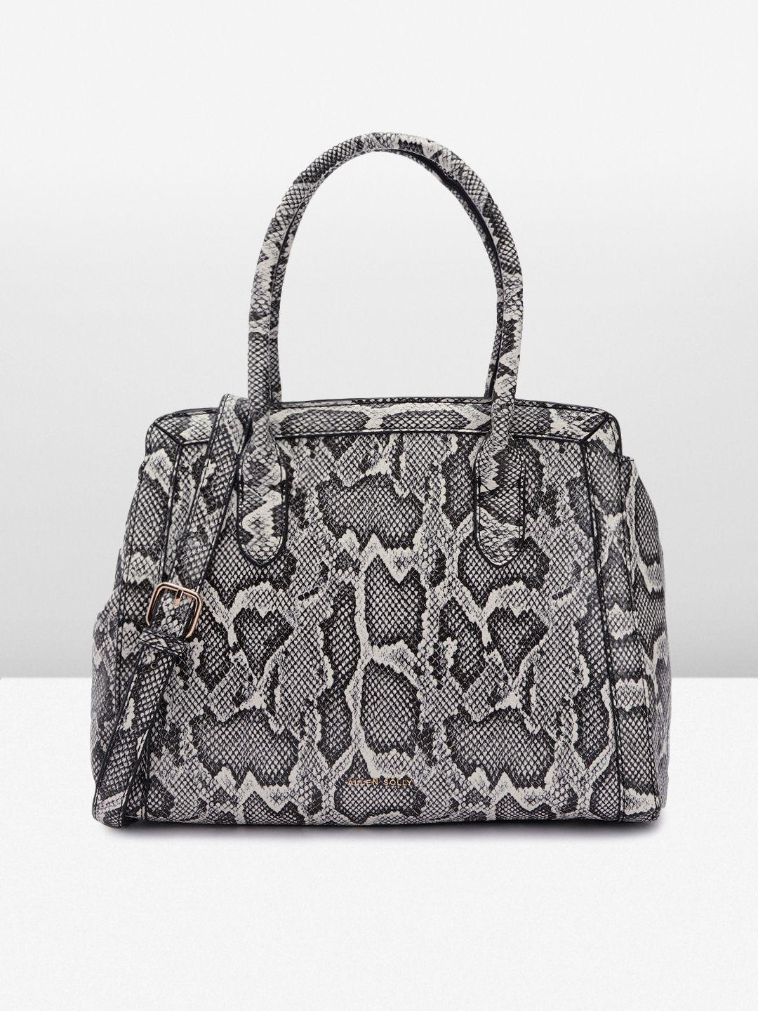 allen solly snake print & textured pu structured handheld bag