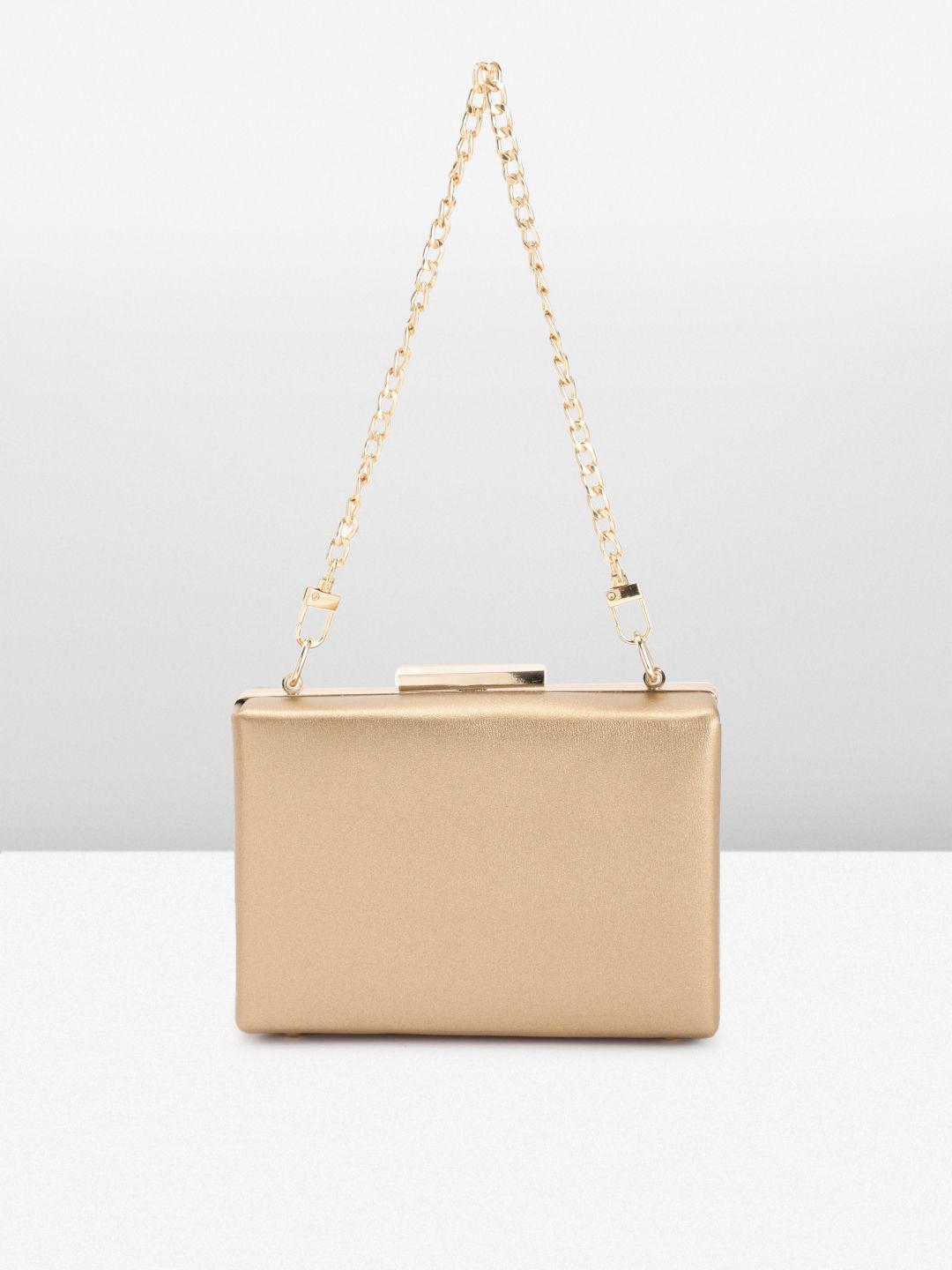allen solly solid box clutch with shoulder straps