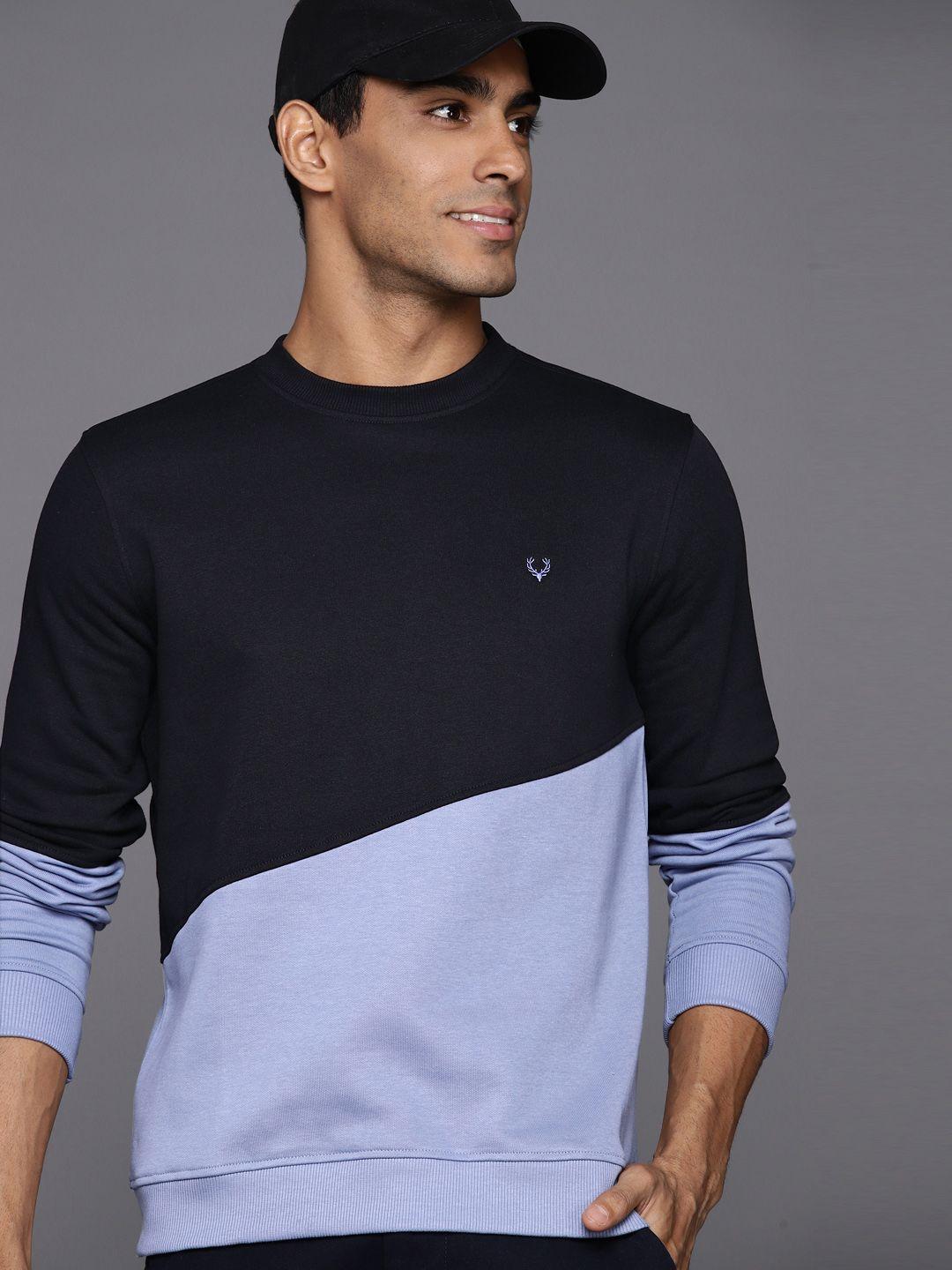 allen solly solid colourblocked sweatshirt