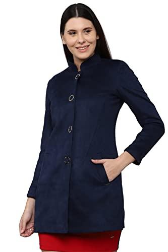 allen solly solid cotton regular fit women's jacket (blue,2xl)