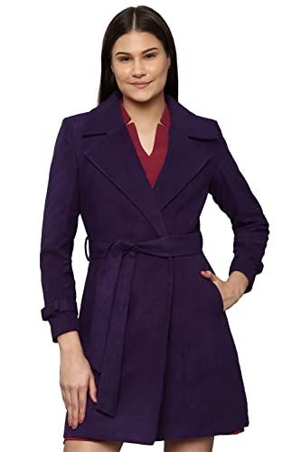 allen solly solid cotton regular womens jacket (purple,extra small)