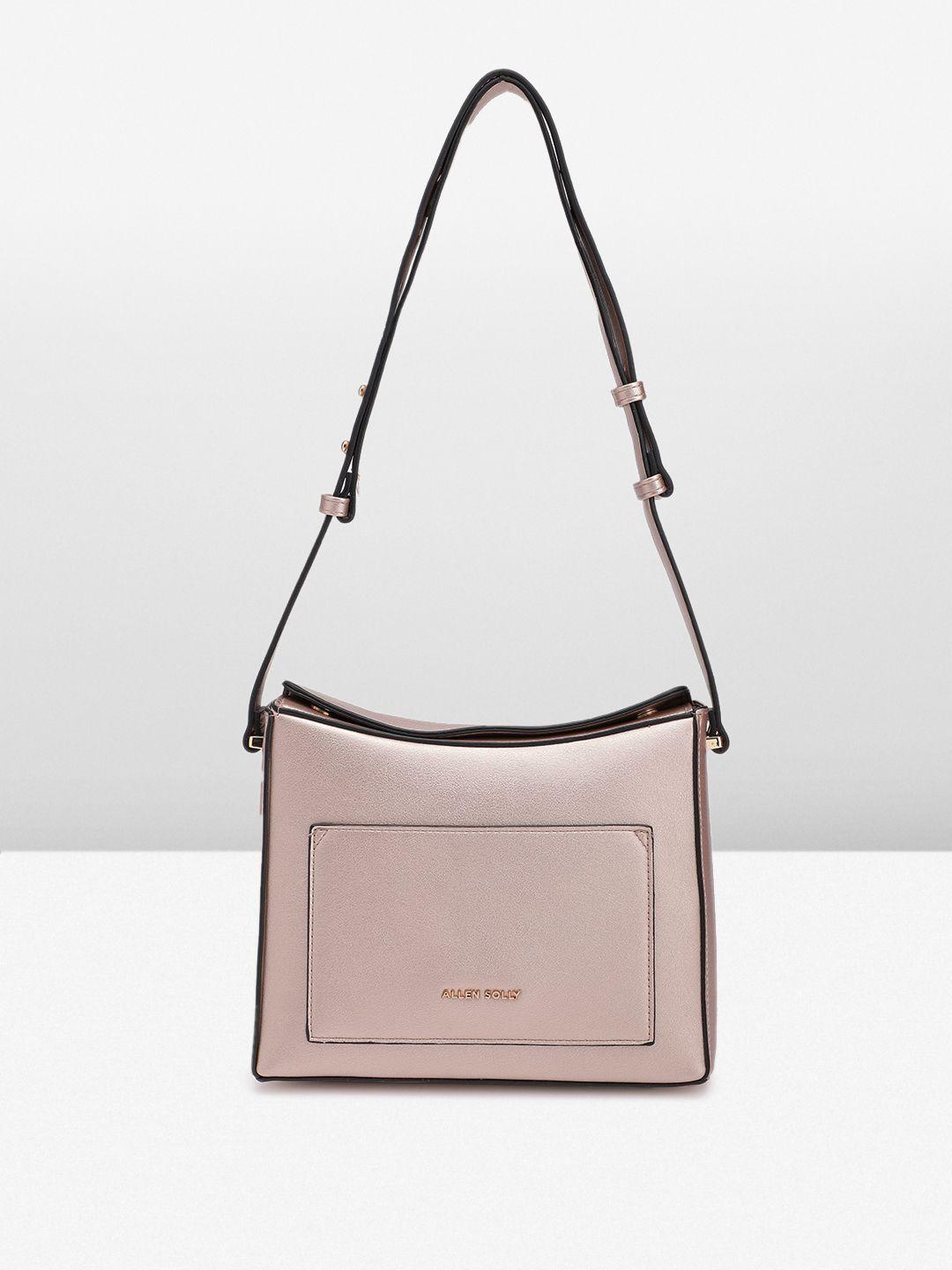 allen solly solid pu structured hobo bag