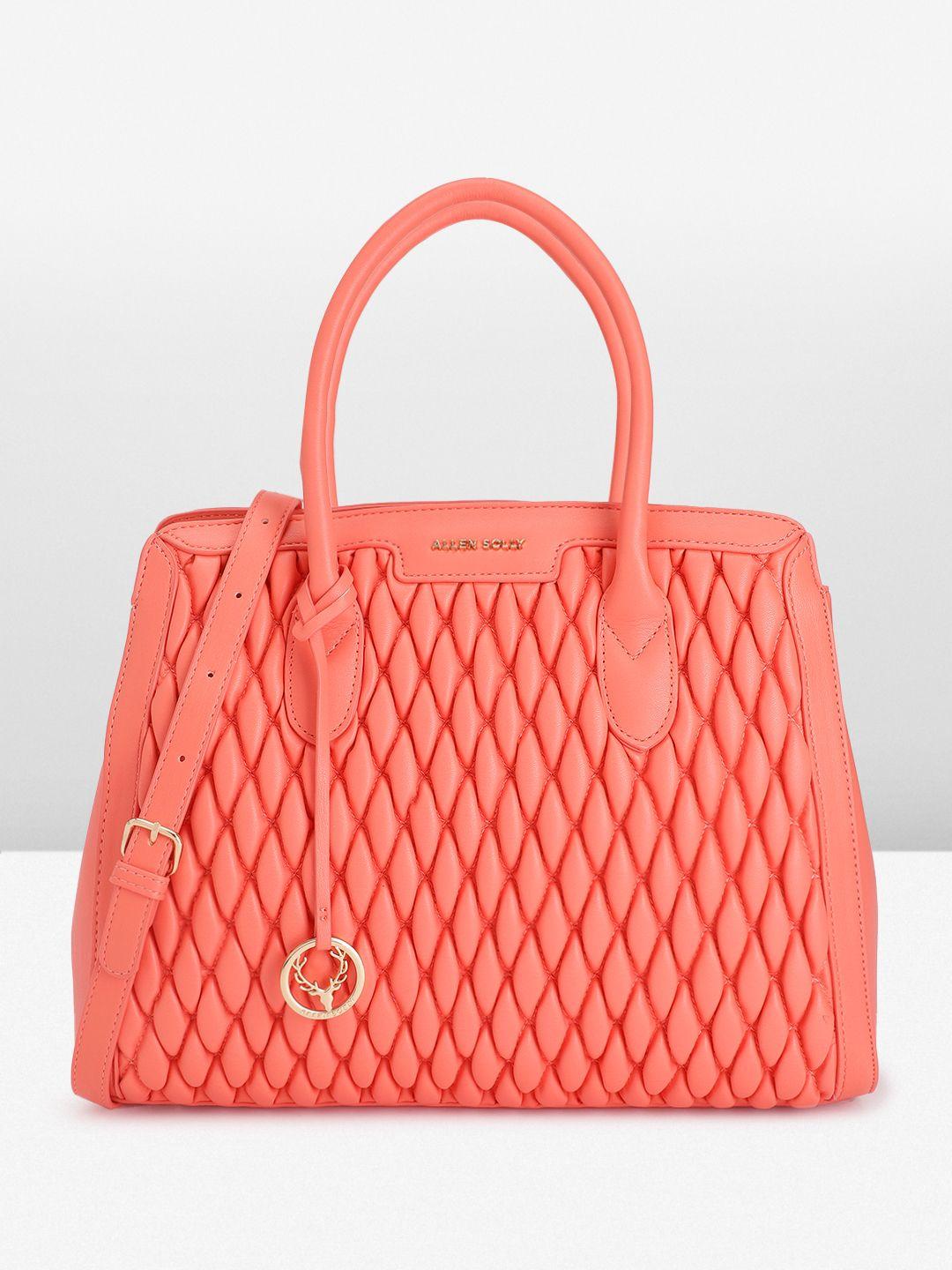 allen solly solid quilted structured handheld bag