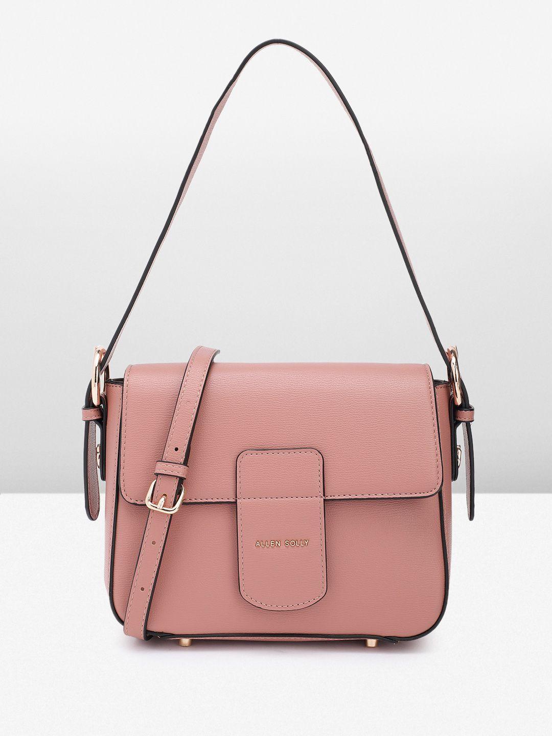 allen solly solid structured handheld bag