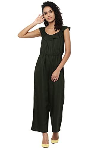 allen solly solid viscose regular fit womens jumpsuit (charcoal, large)