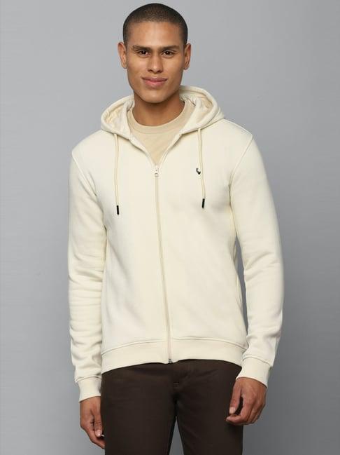 allen solly sport beige cotton regular fit hooded sweatshirt