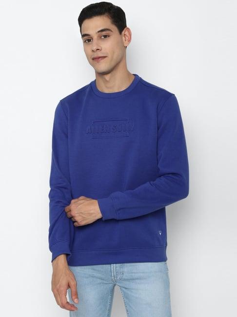 allen solly sport blue cotton regular fit sweatshirt