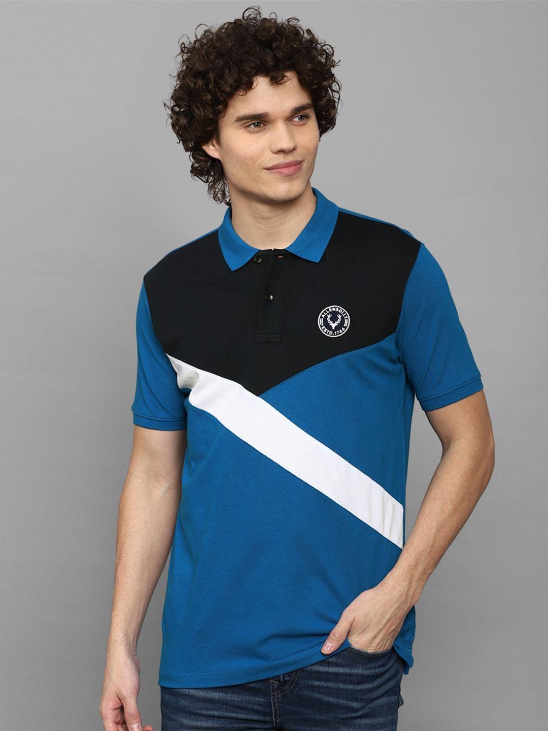 allen solly sport colourblocked polo collar t-shirt