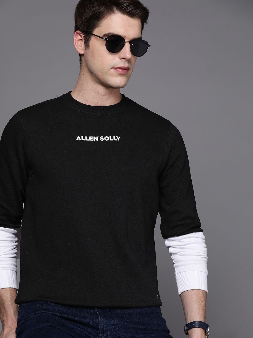 allen solly sport men black & white brand logo printed sweatshirt