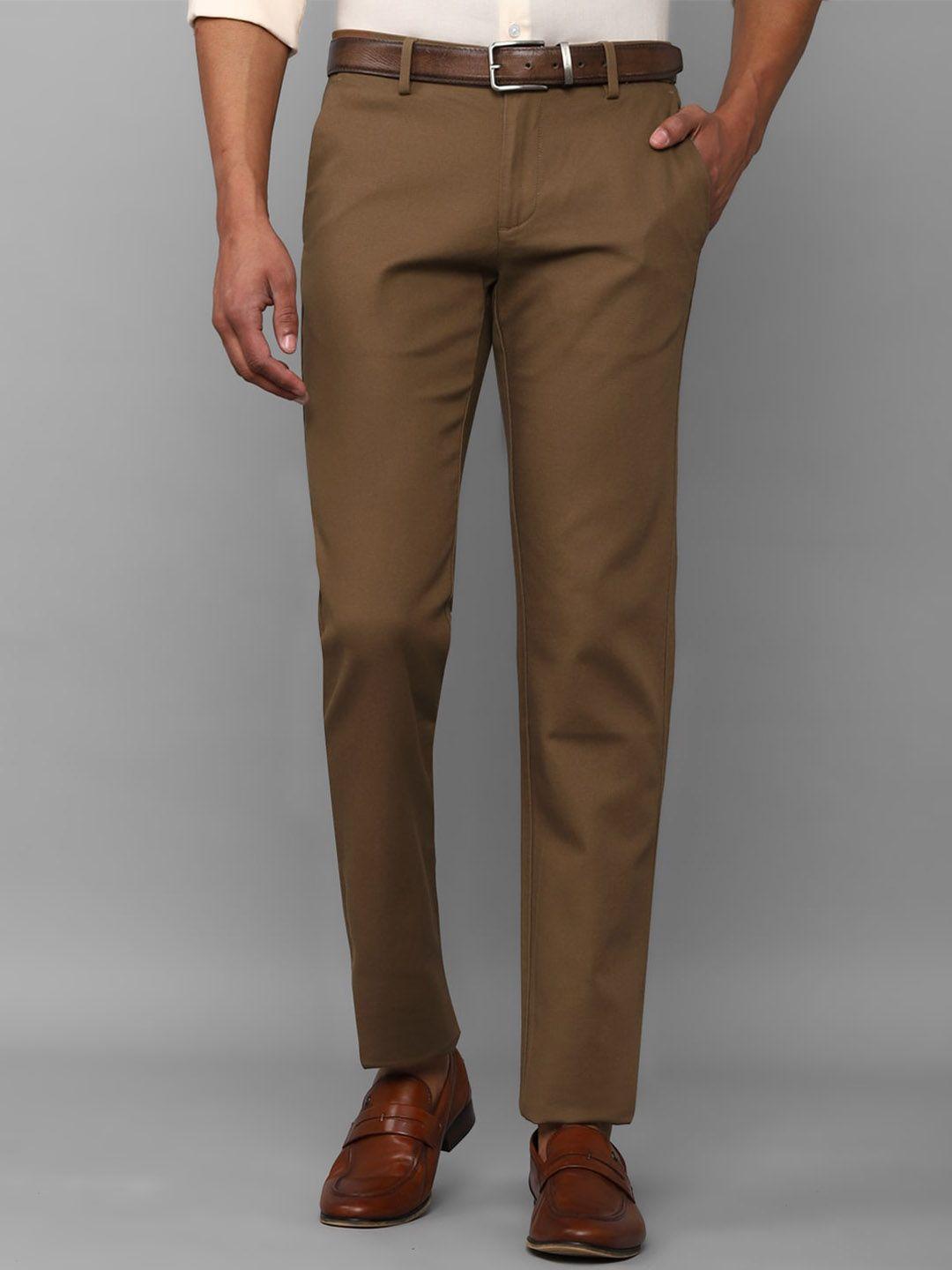 allen solly sport men brown textured slim fit formal trouser