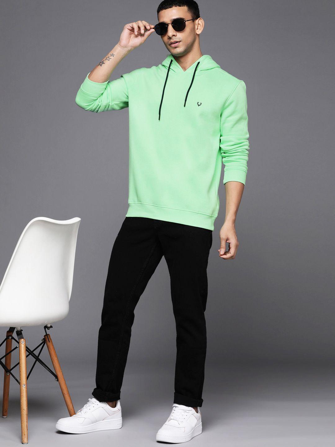 allen solly sport men green solid hooded sweatshirt