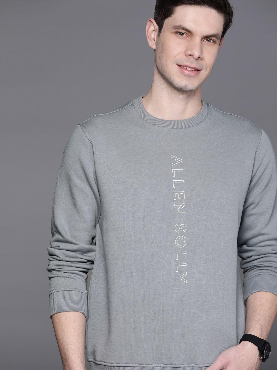 allen solly sport men grey printed brand logo printed sweatshirt