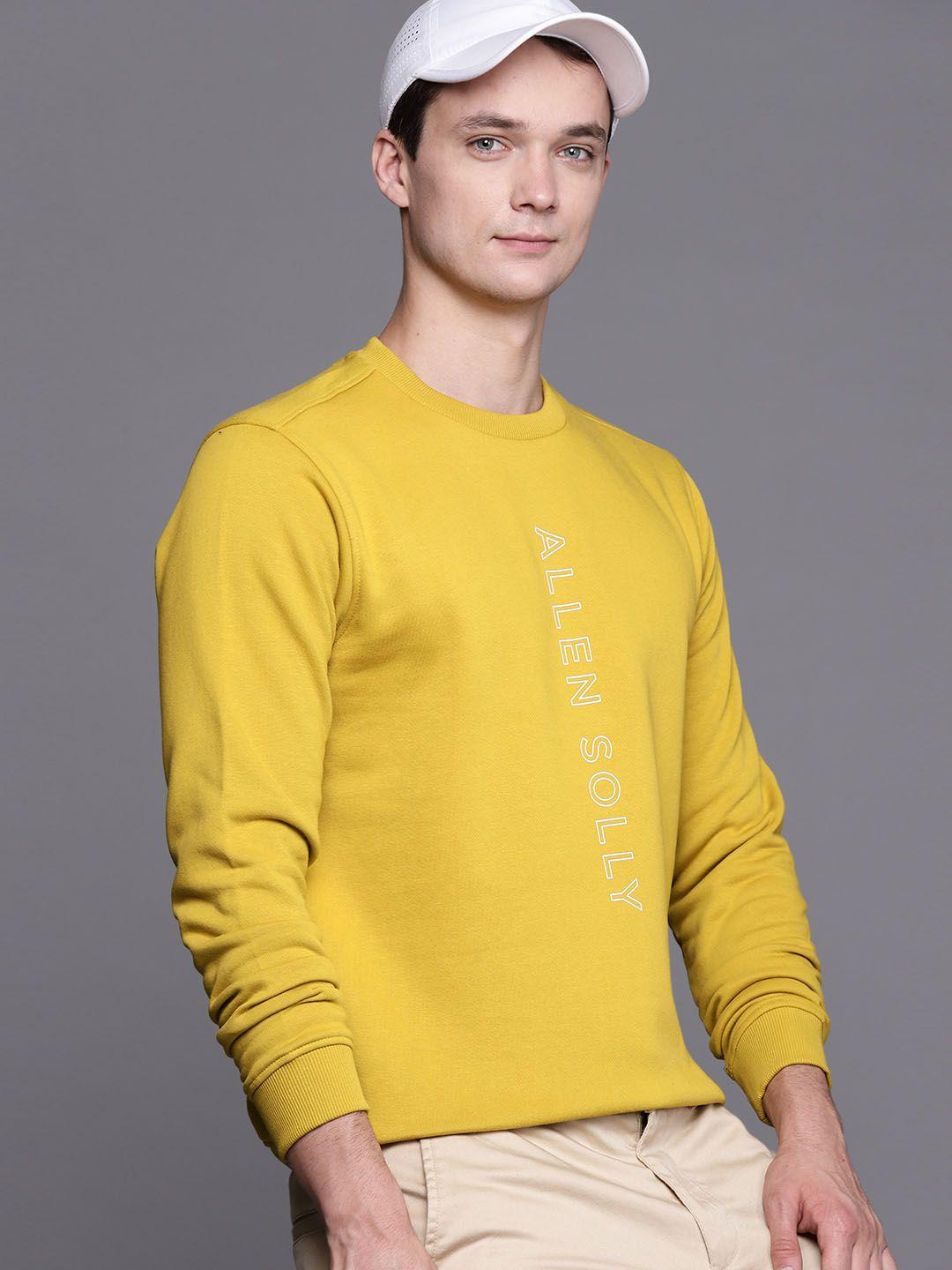 allen solly sport men mustard yellow & white brand logo print sweatshirt