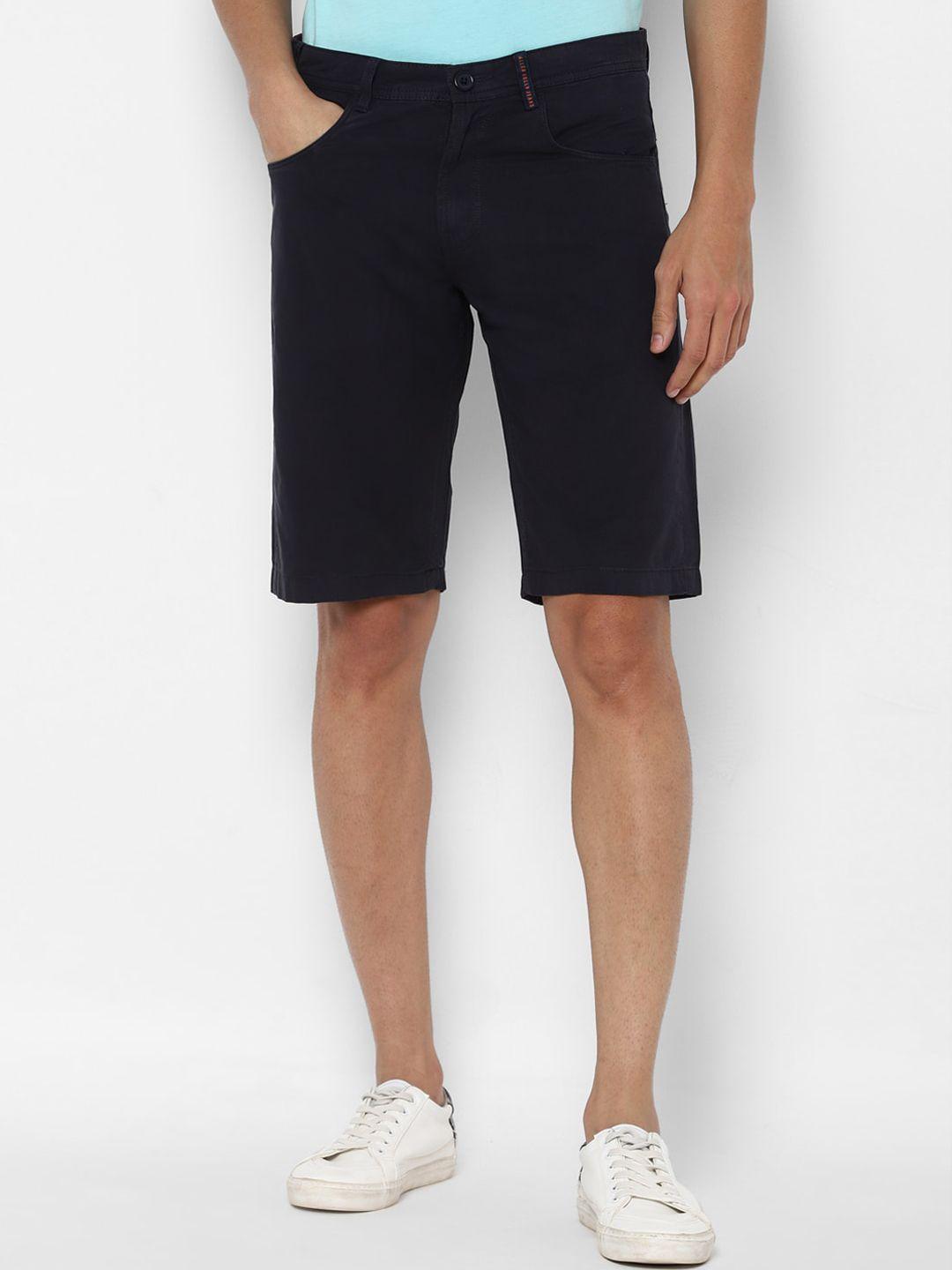 allen solly sport men navy blue slim fit denim shorts