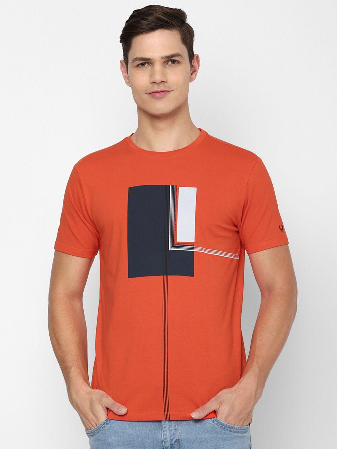 allen solly sport men orange printed t-shirt