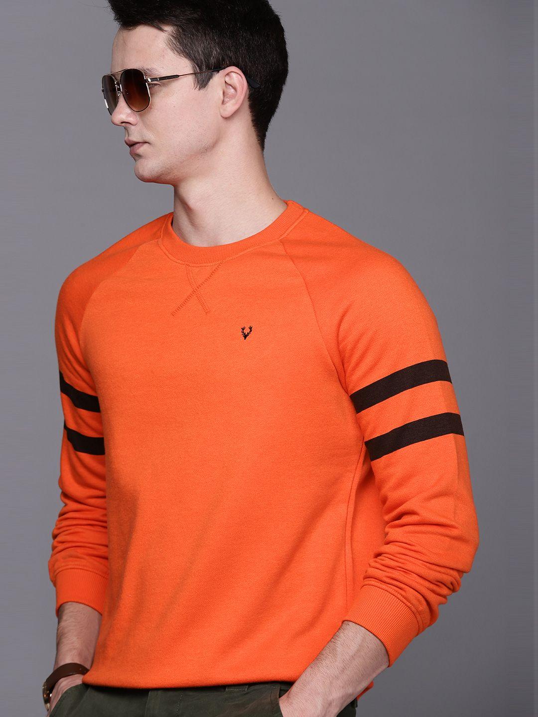 allen solly sport men orange solid raglan sleeves sweatshirt