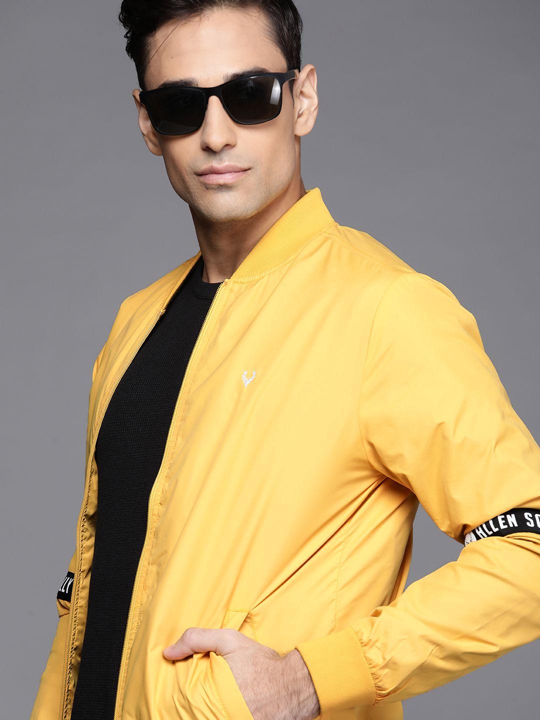 allen solly sport men yellow bomber jacket